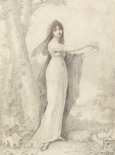 Portrait of a Lady Standing near a Lake by Richard Cosway
